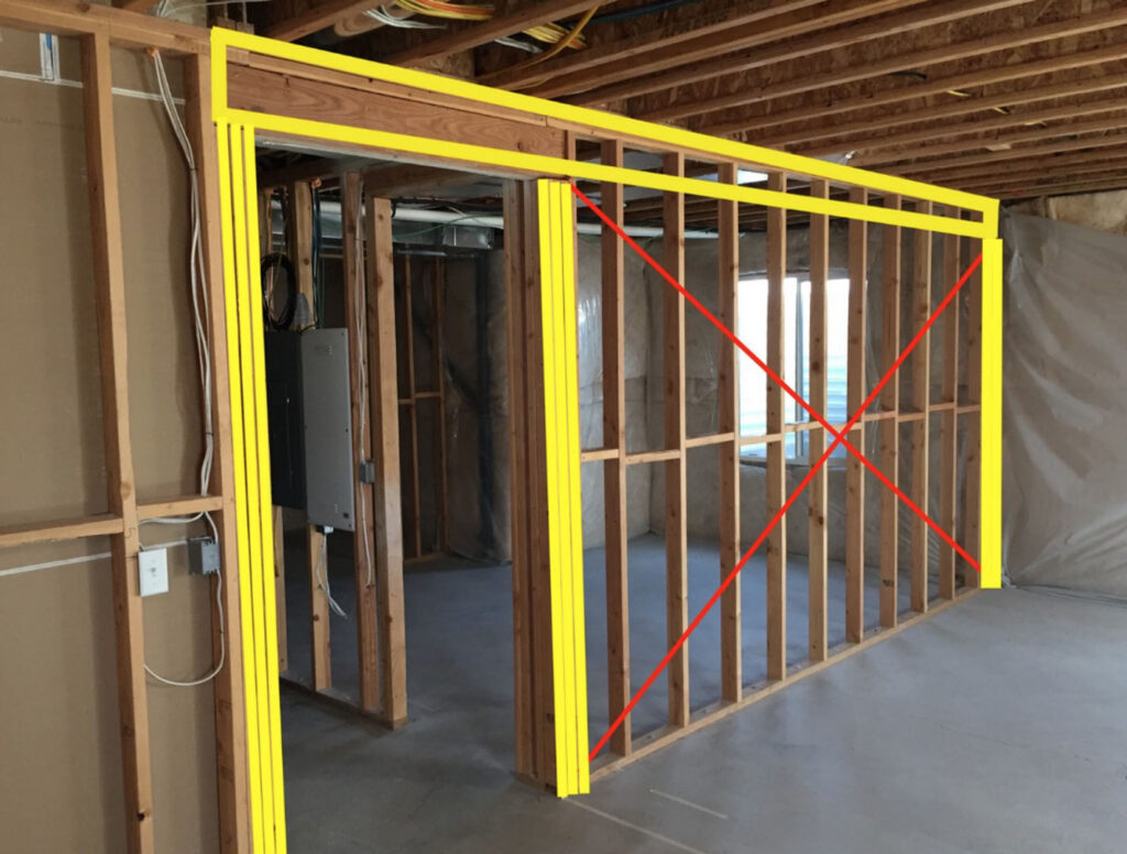 Joists running perpendicular to the wall. 