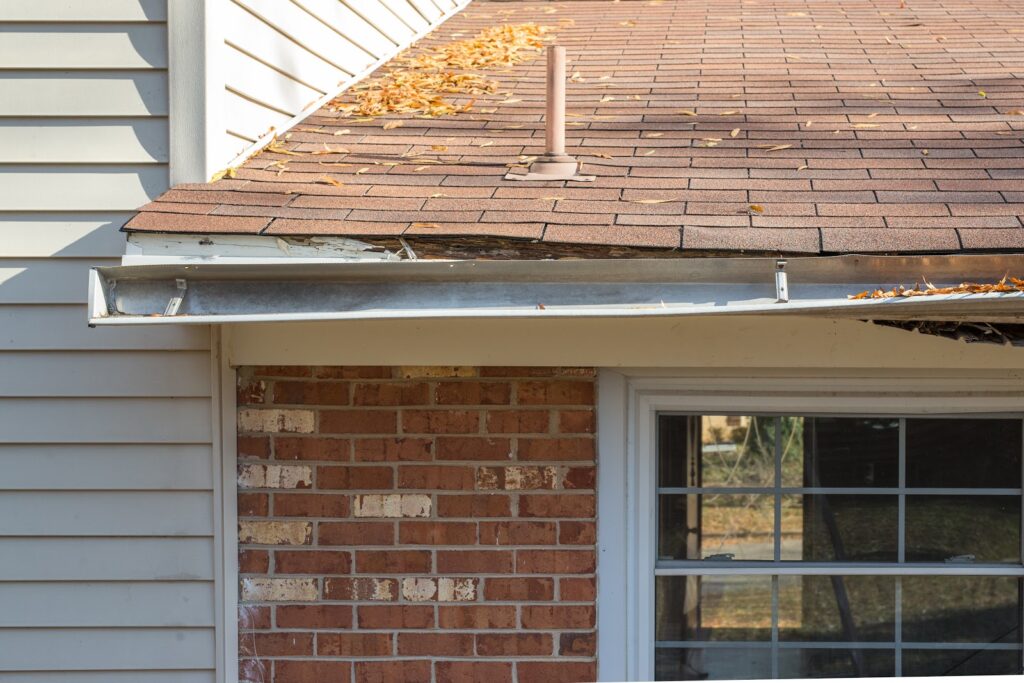 broken gutter- poor roof water drainage 