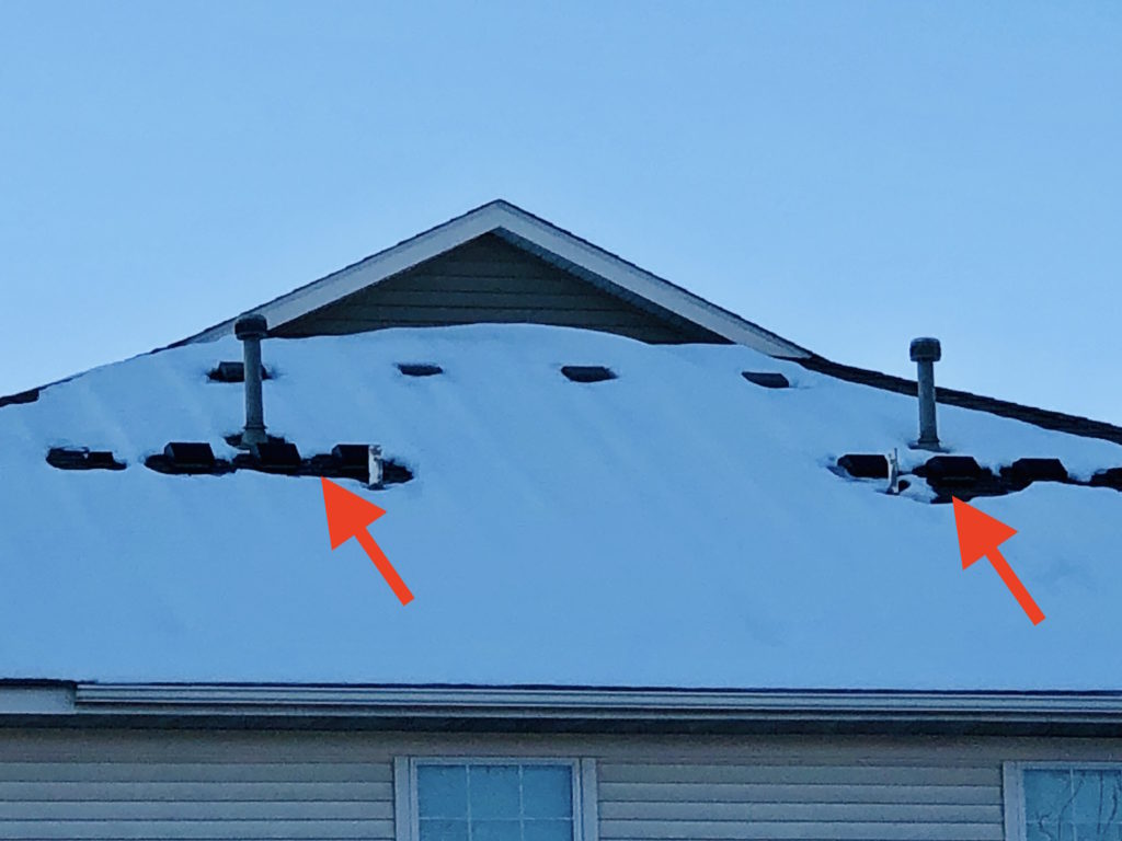 uneven snow melt pattern from heat loss 