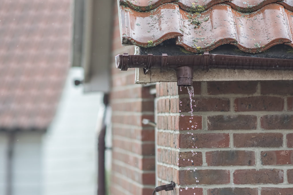 Gutter missing downpipe. 