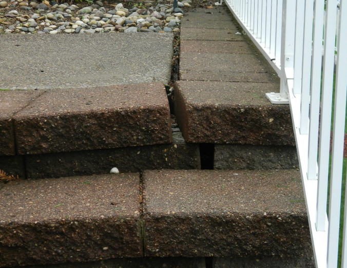 Heaving stairs due to frost heave.