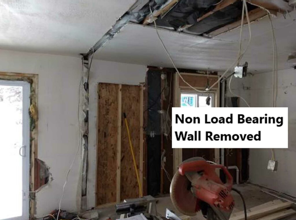 Example of a non load bearing wall after removal