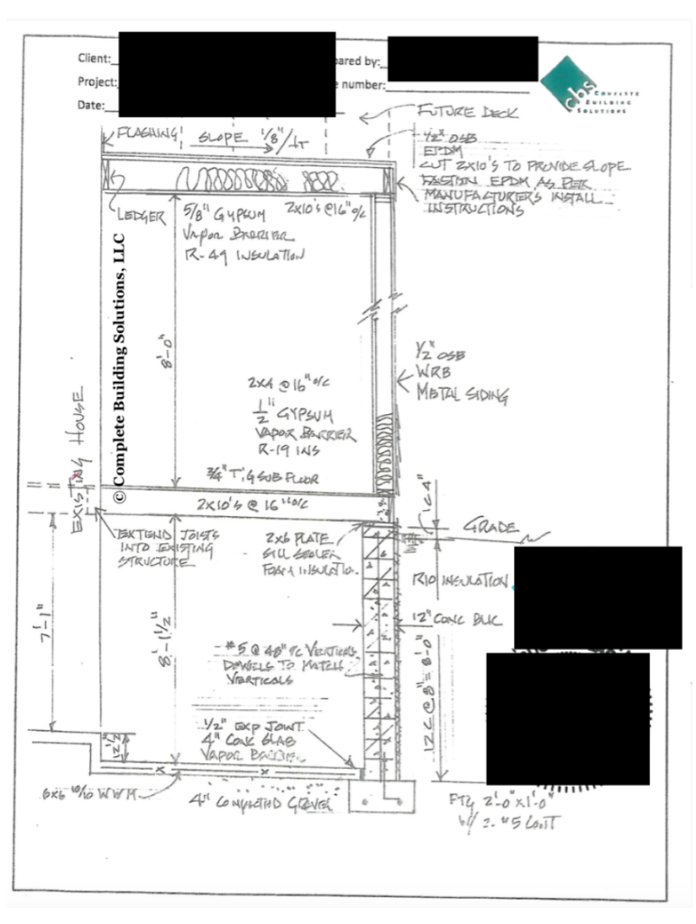 Example of a structural drawing with structural detailing