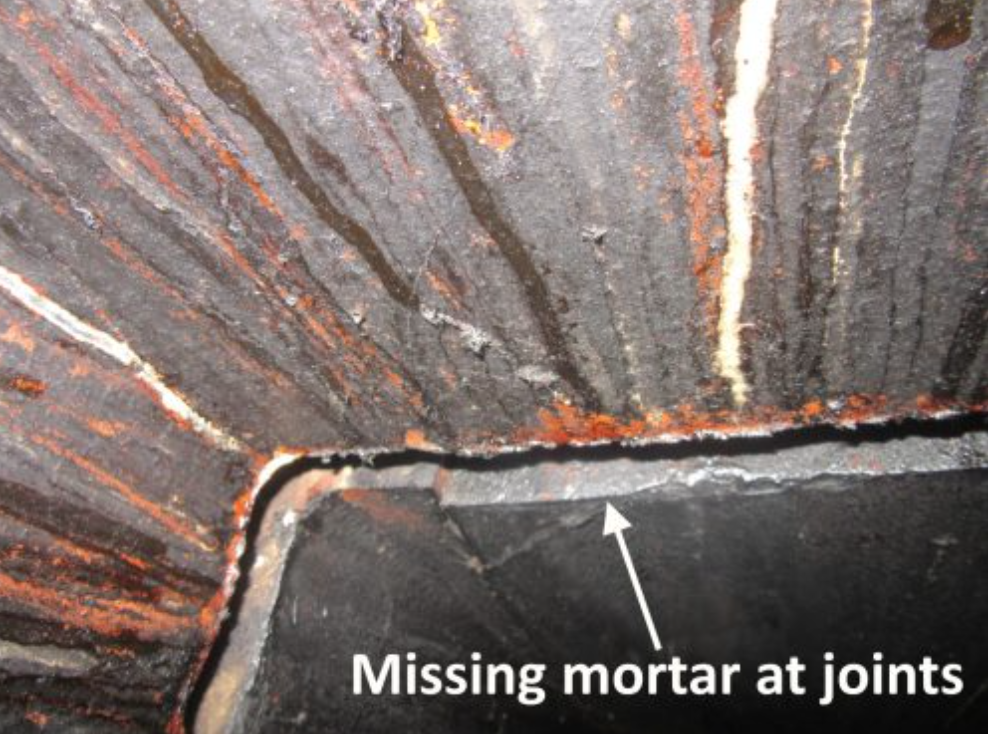 Missing mortar at joints